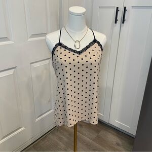 Polka Dot Lace Trim Cami Top